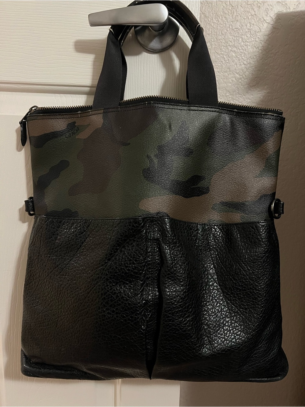 Coach Charles Foldover Tote with Camo Print